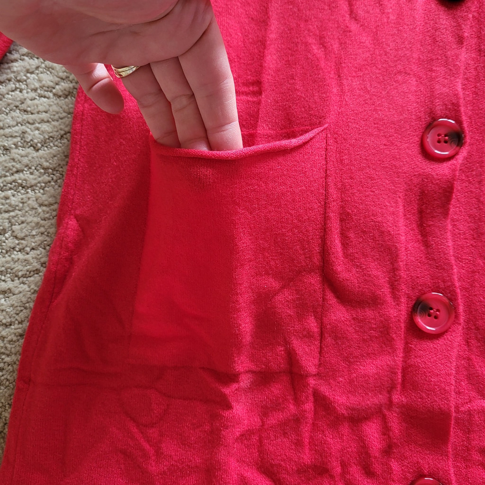 Women’s Eanuer Long Sleeve Button-Down Cardigan Sweater – Red – Size S – NWT - Picture 4 of 10